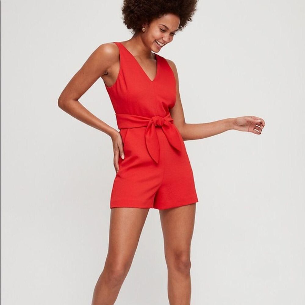 Bcbgmaxazria Women's Orange and Red Playsuit-romper